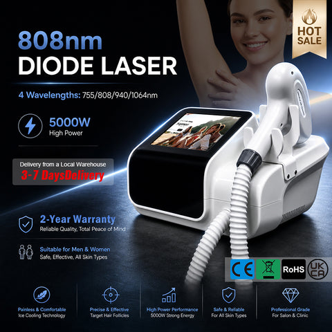 Mini Portable Diode Laser | 5kW Painless Hair Rem, All Skin