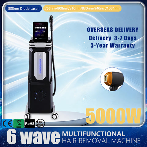 Professional 6-Wavelength 5000W Hair Removal Instrument – 10 Bars & FAC Technology