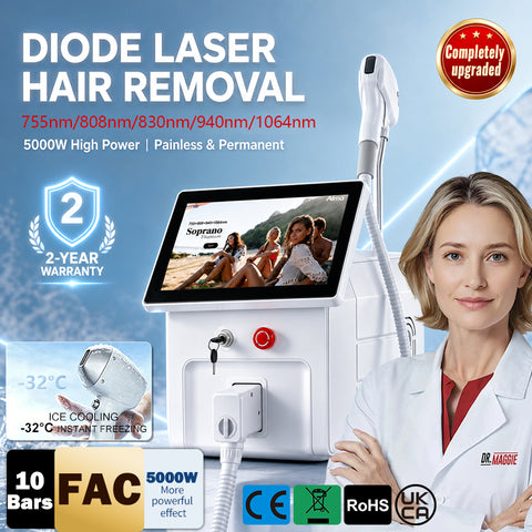 5-Wavelength Diode Laser | 5000W Ice-Cooling Hair Removal