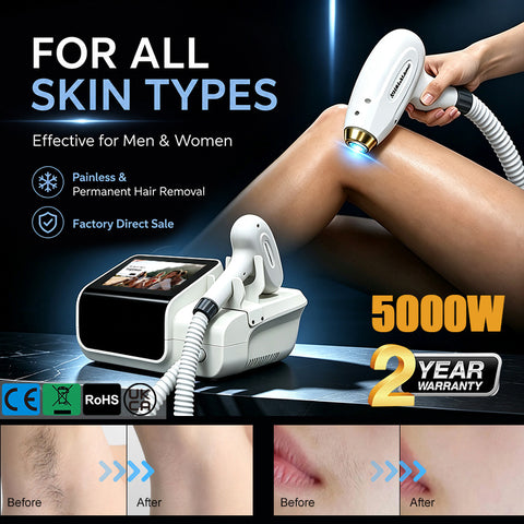 Mini Portable Diode Laser | 5kW Painless Hair Rem, All Skin