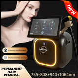 Black Aurora Single Hair Removal, Professional 4-Wavelength Diode Laser Hair Removal Device - Painless & Permanent Hair Removal for All Skin Tones, Full Body Use for Men & Women