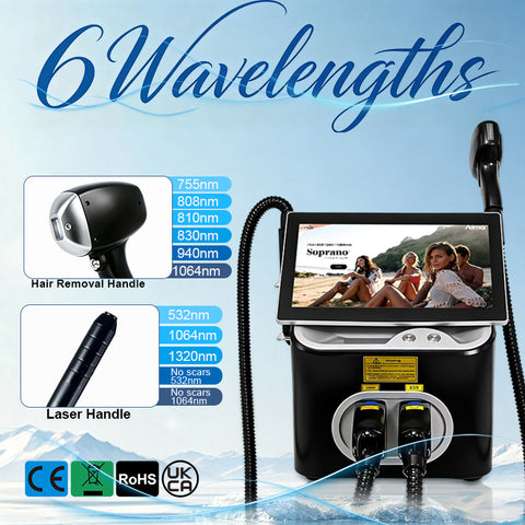 2-in-1 Laser Hair & Tattoo Removal, 6 Wavelength Ice Painless