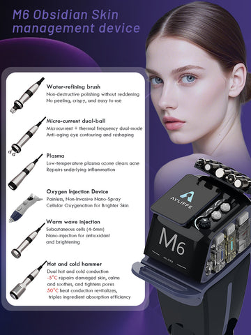 This multi-functional beauty device is suitable for sensitive skin. It can painlessly exfoliate, remove blackheads, tighten the skin around the eyes, and perform non-invasive oxygen injection.