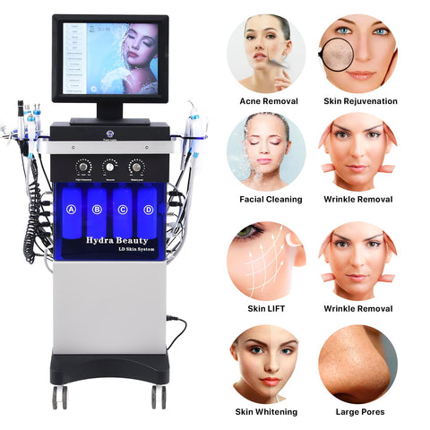 14-in-1 Hydrogen Oxygen Facial Skin Care Machine Home and Office，Professional Facial Salon Beauty Device, Hydrates and Moisturizes, Whitens and Brightens Skin, Soothes Skin, and Fades Acne Scars