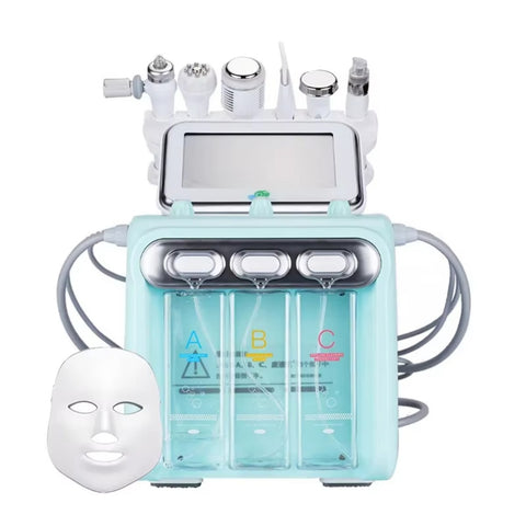 7-in-1 Microbubble Hydra Facial Machine,H2O2 Water Oxygen Spray Skin Rejuvenation Device, Water Light Skin Rejuvenation Instrument, Deep Cleansing and Lifting, Water Oxygen Spray Skin Care, Beauty Device with LED Mask